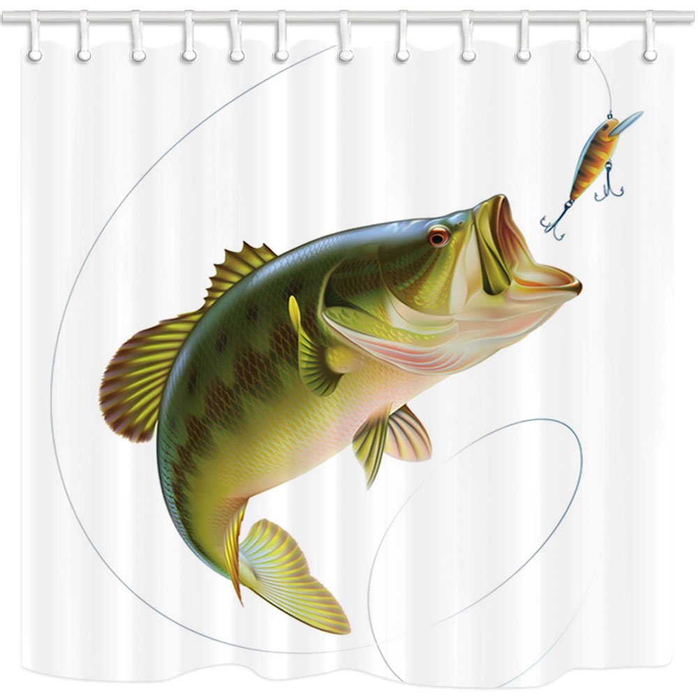 Nymb 3d Digital Printing Fishing Shower Curtain Bait With Fishing Line Eatting Litter Fish Polyester Fabric Bathroom Decor Bath Curtains Hooks Included 69x70 Inches Multi17 Amazon In Home Kitchen