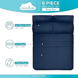 DREAMCARE King Size Sheets Set – 6 pcs Cooling