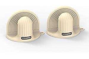 Cosamtec Silicone Oven Mitts Heat Resistant Mini Oven Gloves and Pot Holders Set for Kitchen Non Slip Waterproof Pinch Grips for Cooking and Baking Set of 2