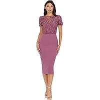Amazon.com: Dress the Population Women's Tiffany Asymmetrical Bow Neckline  Bodycon MIDI Dress, Bright Fuchsia, XX-Small : Clothing, Shoes & Jewelry