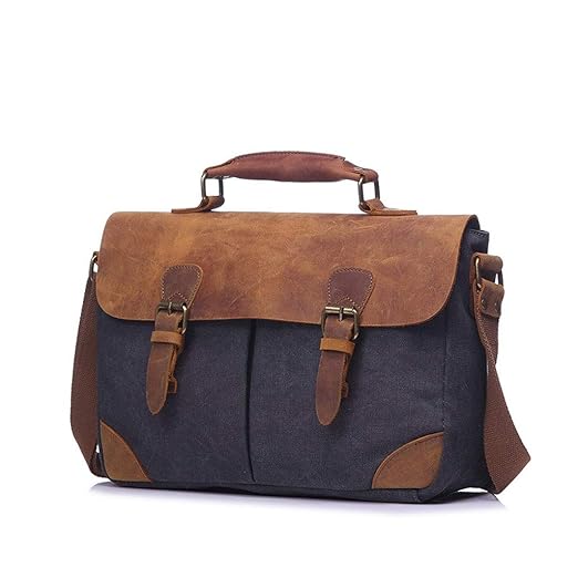 Herren Business Aktentasche, Casual Canvas Laptoptasche (Farbe : Blau, größe : M)