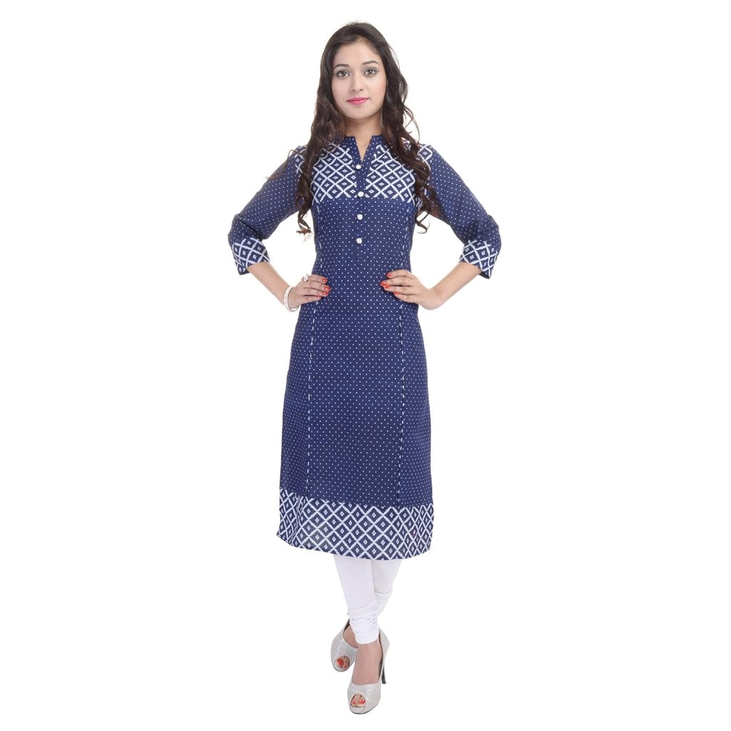 bluepocket women's cotton straight kurti (blue)