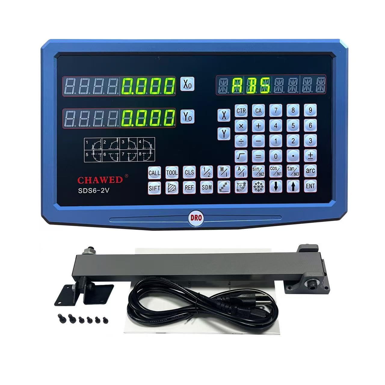 Photo 1 of DRO Digital Readout 2 Axis Screen DRO Readout Display Linear Scale for Bridgeport/Knee Mill Milling Machine Lathe Machine Tools (SDS6-2V)