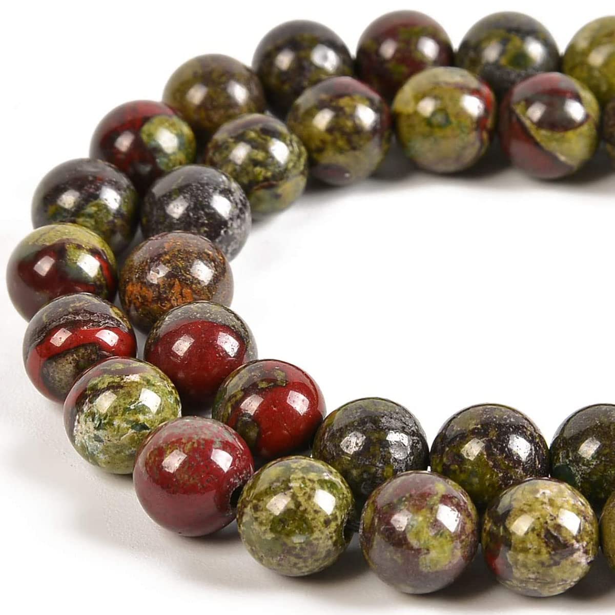 Genuine Dragon Blood Jasper Beads Round 10mm Semi Precious Gemstone Beads for Jewelry Making 38pcs 1 Strand 15" — image 1