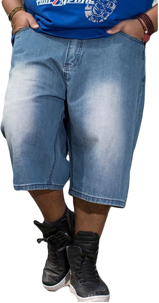 Sexyggs Mens Stylish Straight Legged Demin Light Blue Loose Jean Shorts
