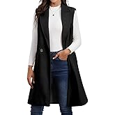 IDEALSANXUN Womens Long Vest Fall Winter Wool Sleeveless Blazer Jackets Waistcoat Coats