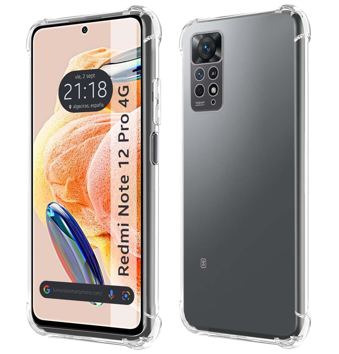 Tumundosmartphone Transparent Anti-Shock Silicone Case for Xiaomi Redmi Note 12 Pro 4G