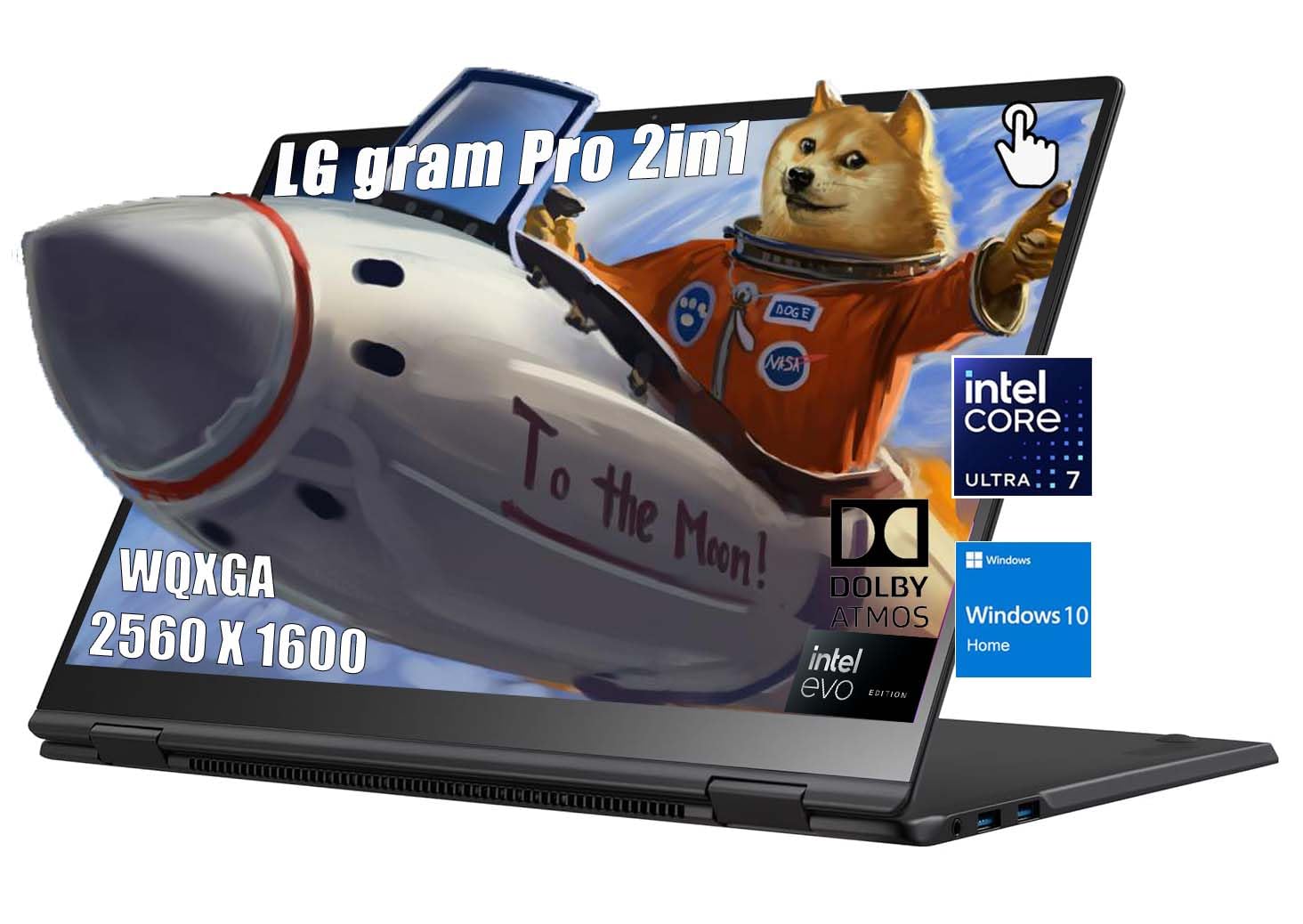 LG Gram Pro 16 inch 2-in-1 Business Laptop, WQXGA IPS Touch, Intel Evo Edition, Core Ultra 7 155H (16 Core up to 4.8GHz), Intel Arc, 32GB RAM, 1TB SSD, Windows 11 Pro, with 5ave Accessories