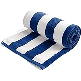 Loon & Lake Sand Resistant Beach Towels | Waffle Weave Reverse to Classic Plush Velour | Oversized 40" x 70" | Crafted from 100% Combed Cotton | Wolfeboro Collection - Navy Blue