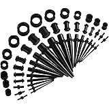 JDXN Acrylic Ear Stretching Kit Tapers Plugs Silicone Tunnels Gauges Expander 14G-00G Jewelry 50 Pieces Set