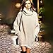 Women's Turtle Neck Long Sleeve Casual Pullover Sweater Jumper Loose Dress Top