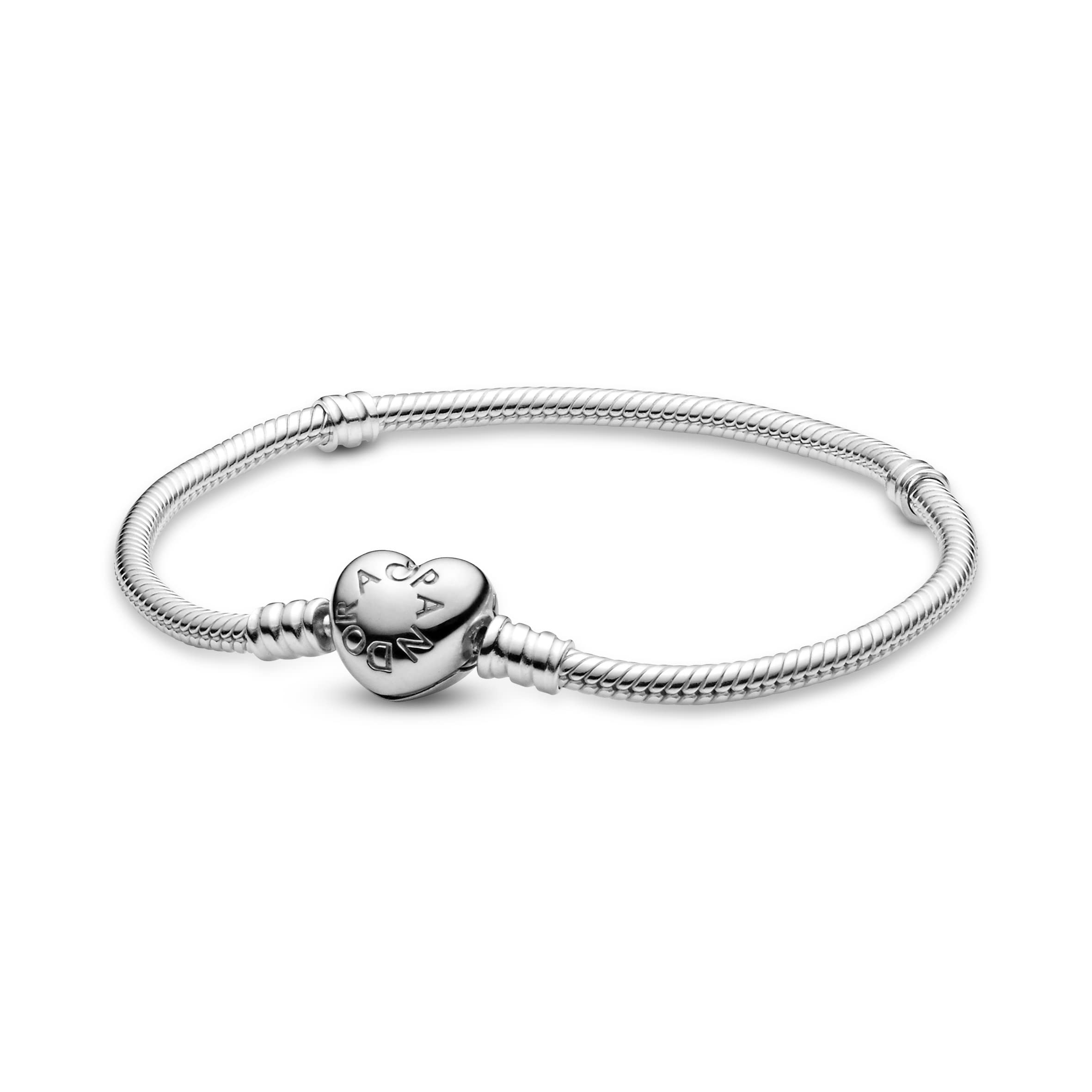 Pandora Icons Silver bracelet with heart-shaped clasp, 23