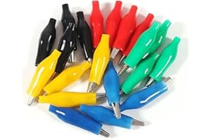 20pcs Alligator Clips with Protective Insulation Cover 28mm Multimeter Alligator Clips Black Red Soft Electric Test Clip for 