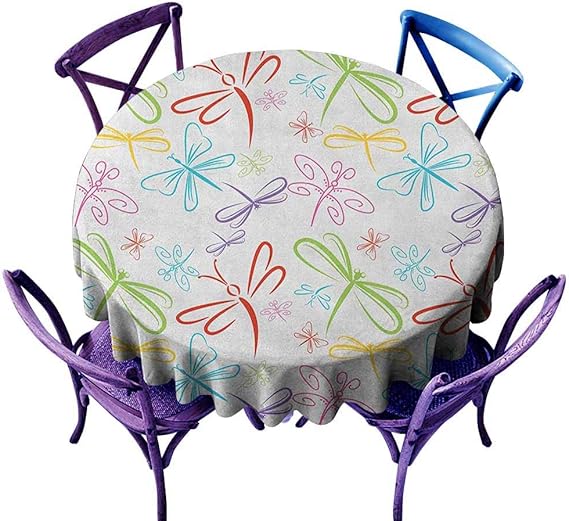 familytaste Mantel Redondo de 60 Pulgadas con diseño de libélula
