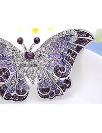 Broche de mariposa con alas de la emperatriz monarca con cristales de Swarovski, color morado, verde, marrón, azul, rosa o negro.