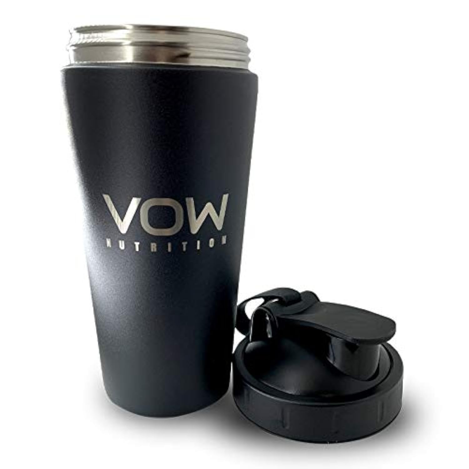 VOW Nutrition Premium Stainless Steel Matt Black Protein Shaker | Durable Water Bottle, Leak Proof, Dishwasher Safe, 750ml (Matt Black)