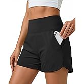 Sorfneo Womens Running Shorts 3.5", High Waisted Quick Dry Athletic Shorts with Pockets for Gym Yoga Workouts
