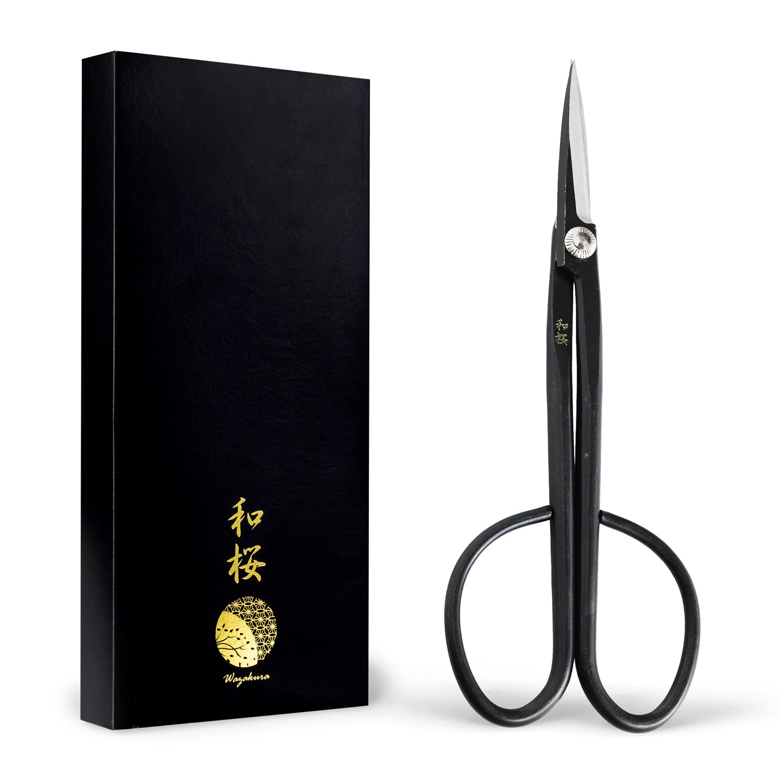 Wazakura Japanese Twig Bonsai Scissors 8-1/4" (210mm) Made in Japan - Japanese Garden Snip Tools, Flower and Herb Trimming Shears - Yasugi Twig Black