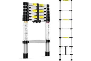 SUNVASAGOO 16FT Telescoping Ladder, Aluminum Extension Ladder with 330Lbs Capacity, Portable Collapsible Ladder for RV, Outdoor Work, Home Repair, Anti-Slip Rungs & Locking Mechanism
