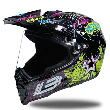 Off-Road Full Face Motorradhelm, Erwachsene Anti-UV-Objektiv Flip Up Motorradhelm, Moto Safety Caps 55-62cm