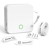 DETONGER Label Maker Machine with Tape P0 Rechargeable Bluetooth Mini Label Printer Portable Small Thermal Labeling Machine Easy to Use for Home Office School Organization Battery Included White