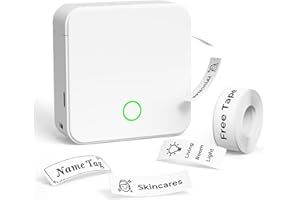DETONGER Label Maker Machine with Tape P0 Rechargeable Bluetooth Mini Label Printer Portable Small Thermal Labeling Machine Easy to Use for Home Office School Organization Battery Included White