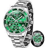 OLEVS Mens Watches Chronograph Watch Luxury Dress Stainless Steel Waterproof Watches for Men Moon Phase Luminous Business Calendar Wrist Watch Blue/Black/Green/Gold/Face