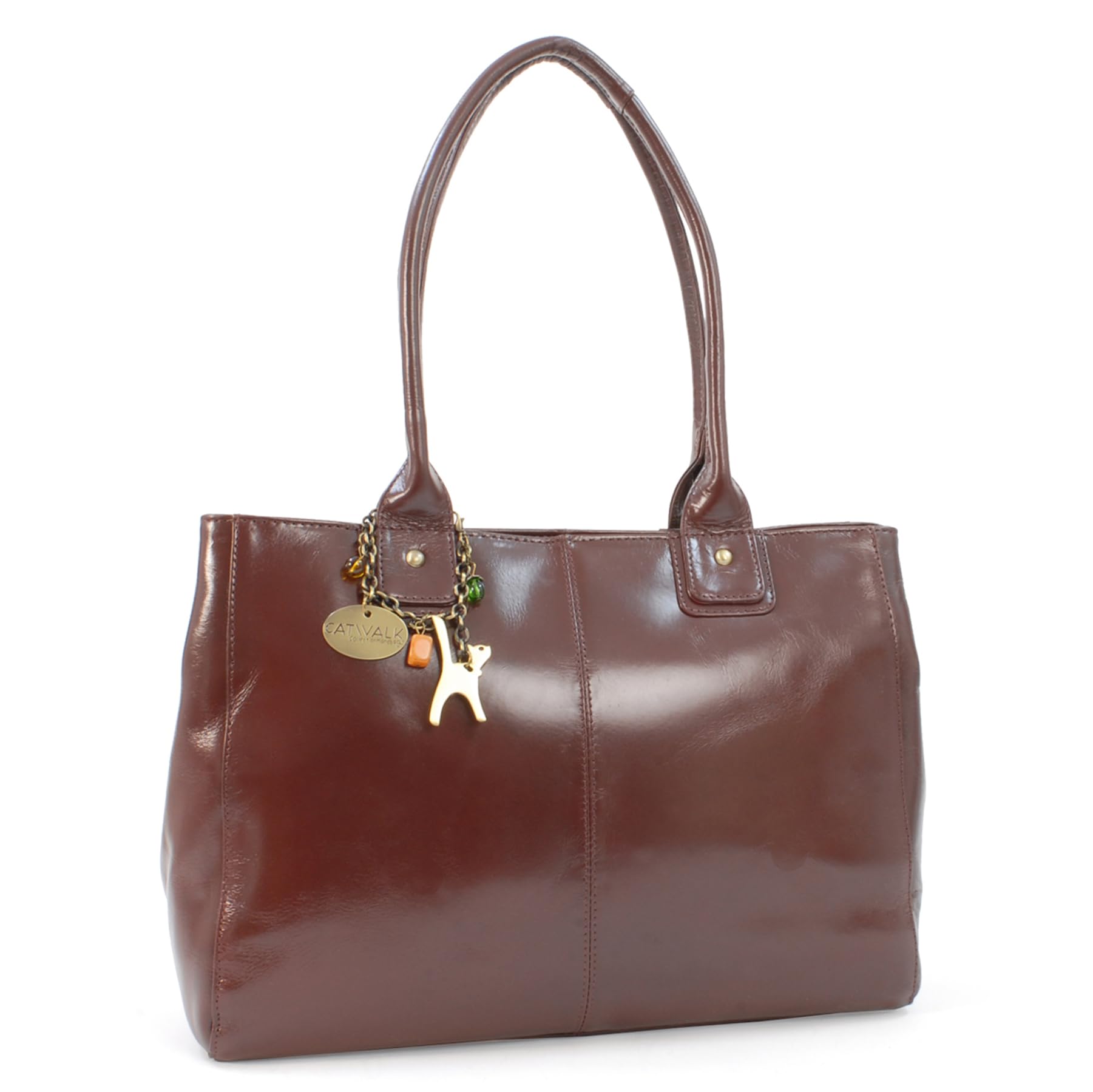 Catwalk Collection Handbags - Women's Large Vintage Leather Tote / Shoulder Bag - KENSINGTON - Brown
