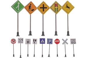 Veemoon 14Pcs Traffic Sign for Educational Sand Table Ornament Micro Landscape Decoration Roadway Play Model