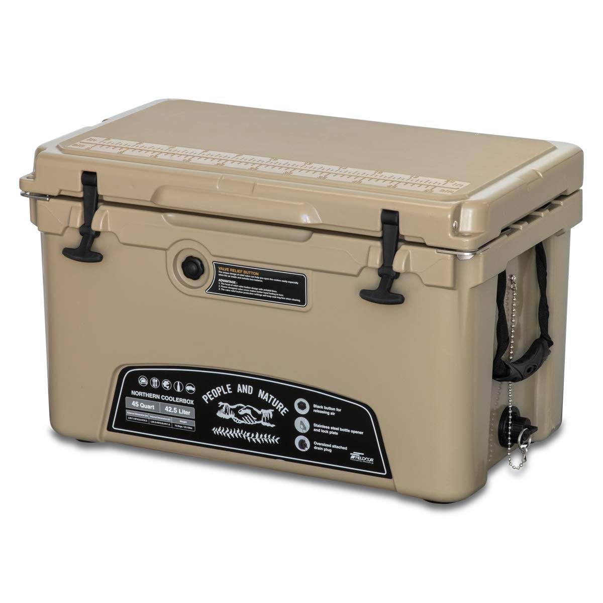 FIELDOOR ノーザンクーラーボックス 【容量42.5L / サンド】 密閉 長時間 保冷 キャンプ BBQ 釣り レジャー 災害商品画像