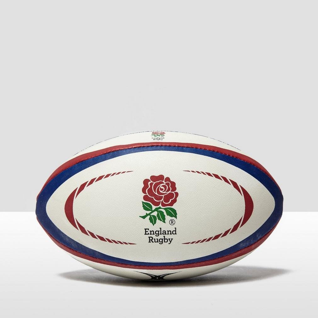 Gilbert England Rugby Replica Ball - White/Red, Size 4