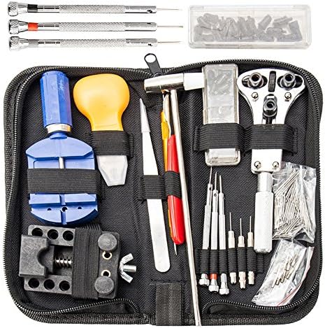 Windyus 147 PCS/Set Professional Watch Repair Tools Kit With Carrying Case, Opener Spring Bar Tool Set Bonus A Hammer,Watch Band Link Pin Tool Set