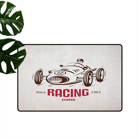 Amazon Com Cars Office Floor Mats Retro Style Race Car Emblem