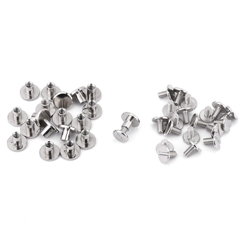 20Pcs Brass Flat Screw Posts Rivets Screws Flat Head Nut Nail Rivets Leather Craft Repair Supplies Silver(6.5mm) Rivet Tools