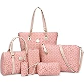 Women Handbag Set 6 Pcs PU Leather Tote Purse Set Multi-purpose Classic Shoulder Bag
