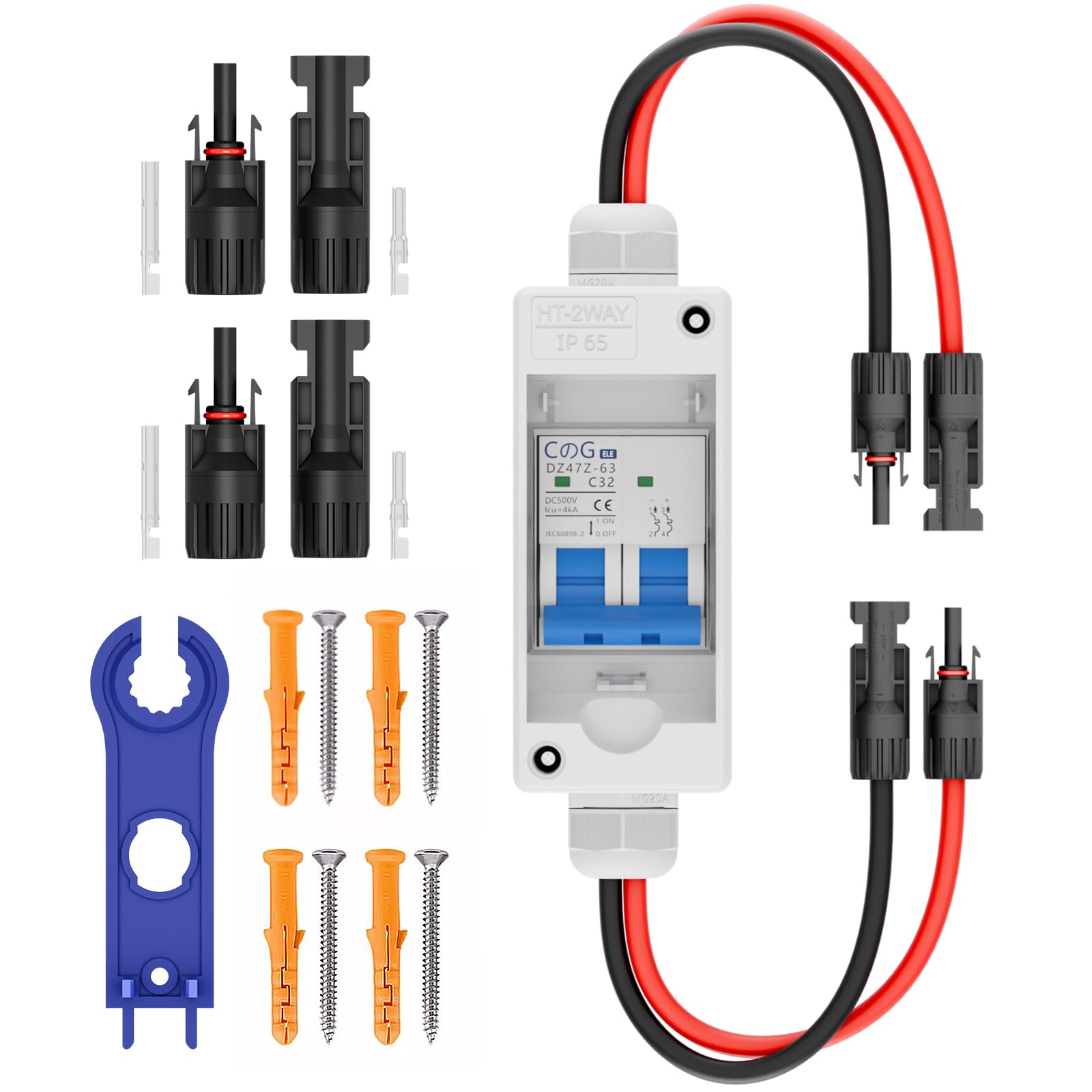 Photo 1 of Solar Panel Disconnect Switch, CGELE 32 Amp DC 500V Breaker Box PV Disconnect Switch Miniature Circuit Breaker with IP65 Waterproof Box-Upgrade