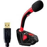 KLIM Voice - USB Microphone Stand for Laptop for Laptop - Gaming Microphone PS4 - Red - New Version 2021