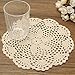 king do way 12Pcs Hand Crocheted Doilies,Beige 8'' Round Floral Crochet Lace Flower Doily French Country Placemat crocheted doilies