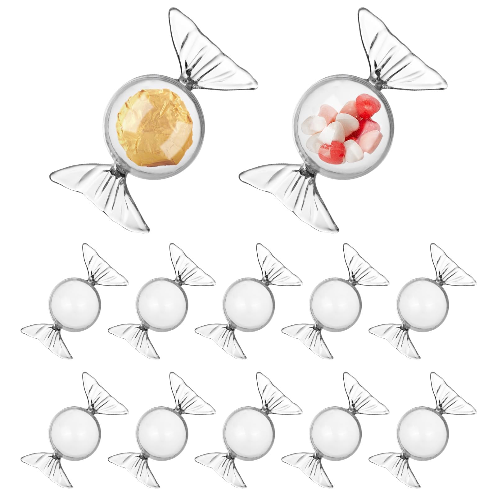 Gsycle Pack of 12 Party Favor Boxes Candy Shape Small Clear Candy Containers Treat Box Chocolate Gift Box with Lid for Wedding Birthday Party Baby Shower