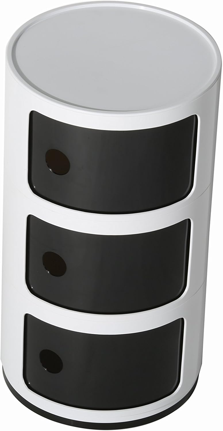 HNNHOME 3 Drawer Home Bathroom Bedroom Round Storage Unit Plastic