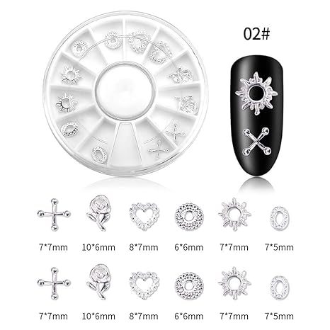 Carrousel Strass Rivet Nail Art Ongle Forme Plat Or Rose