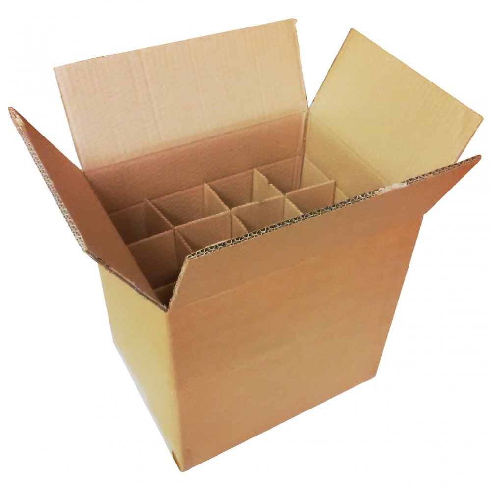 Cardboard Bottle Boxes with Dividers for Beer and Wine Bottles 15pk