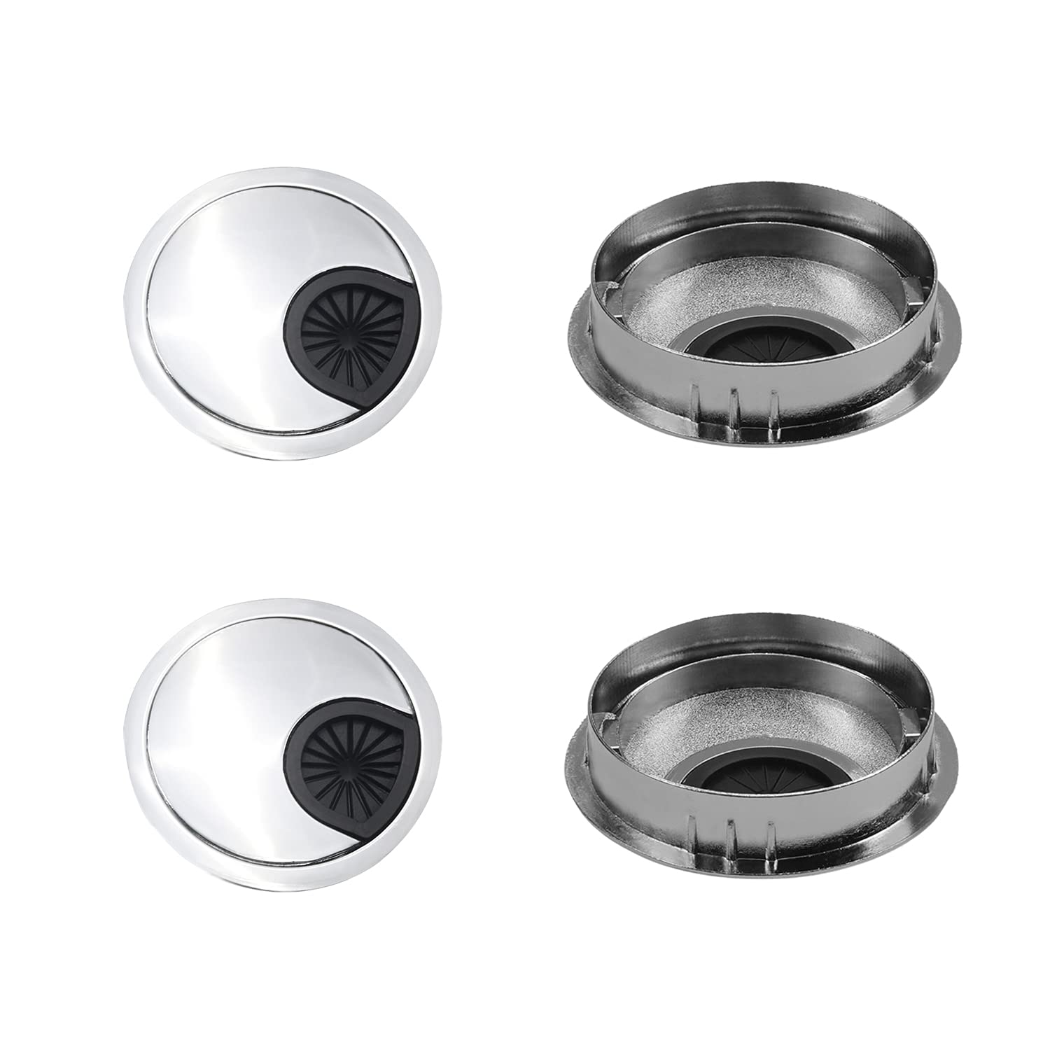 MroMax 2.28" Desk Grommet Zinc Alloy 58mm Cable Hole Cover Cord Desk Grommets Arrange Wires Organizer for Home Office Desk Cable Cord Silver 4Pcs