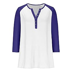 Henley Shirts for Women Y2K Contrast Color Block