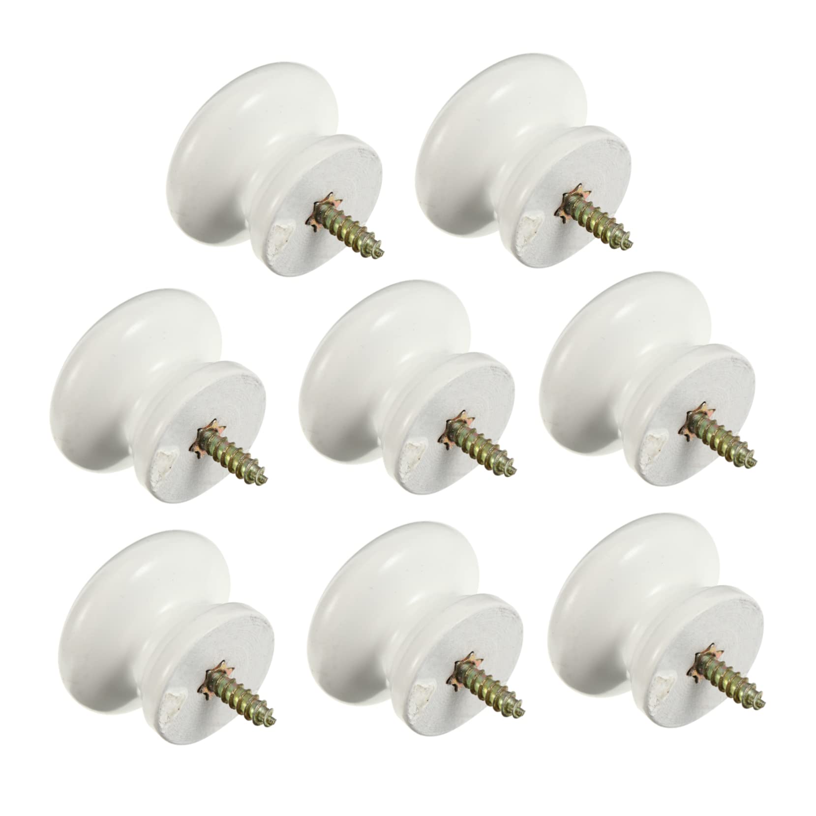 SEWOART 8Pcs Round Solid Wood Door Knobs Self Tapping Handles for Wardrobe Cabinet Drawer Pulls 1.30X1.30X1.18In Practical Furniture Hardware Set