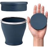 TakeToday Collapsible Cup 8 oz, Foldable with Lid for Travel, Navy | BPA-Free Food-Grade Silicone, Dishwasher Safe, Reusable, for Camping, Outdoors