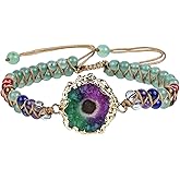 SUNYIK 7 Chakra Beads Bracelet for Women, Sun Flower Healing Crystal Handmade Braided Adjustable Bracelet