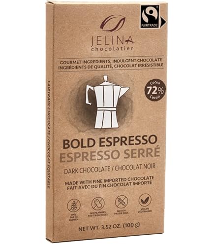 Amazon.com: Jelina Chocolatier Dark Chocolate Bars, Bold Espresso