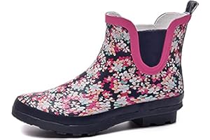 SWIFT*FROG SWIFTFROG Rain Boots for Women - Waterproof Ankle Garden Shoes Anti-Slipping Floral Printed Rainboots for Ladies Stylish Light Ankle Rain Shoes, Women's Rain Footwear