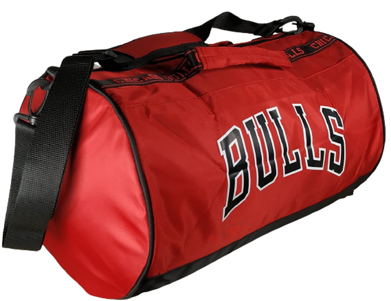 PANINI - NBA Chicago Bulls Gym Duffel Bag, Gym Bag for Boys and Men with Detachable Shoulder Strap and Padded and Adjustable Shoulder Straps - Embroidered Patch Logo, Black - NBA Official, red, Casual